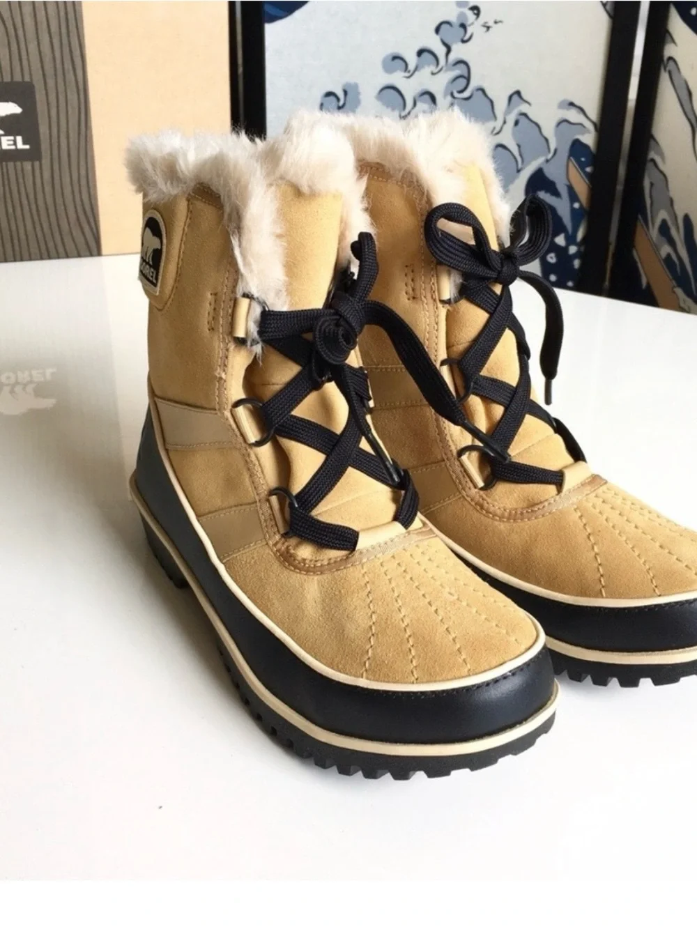 Sorel Women's Tan Waterproof Winter Boots with Faux-Fur Collar